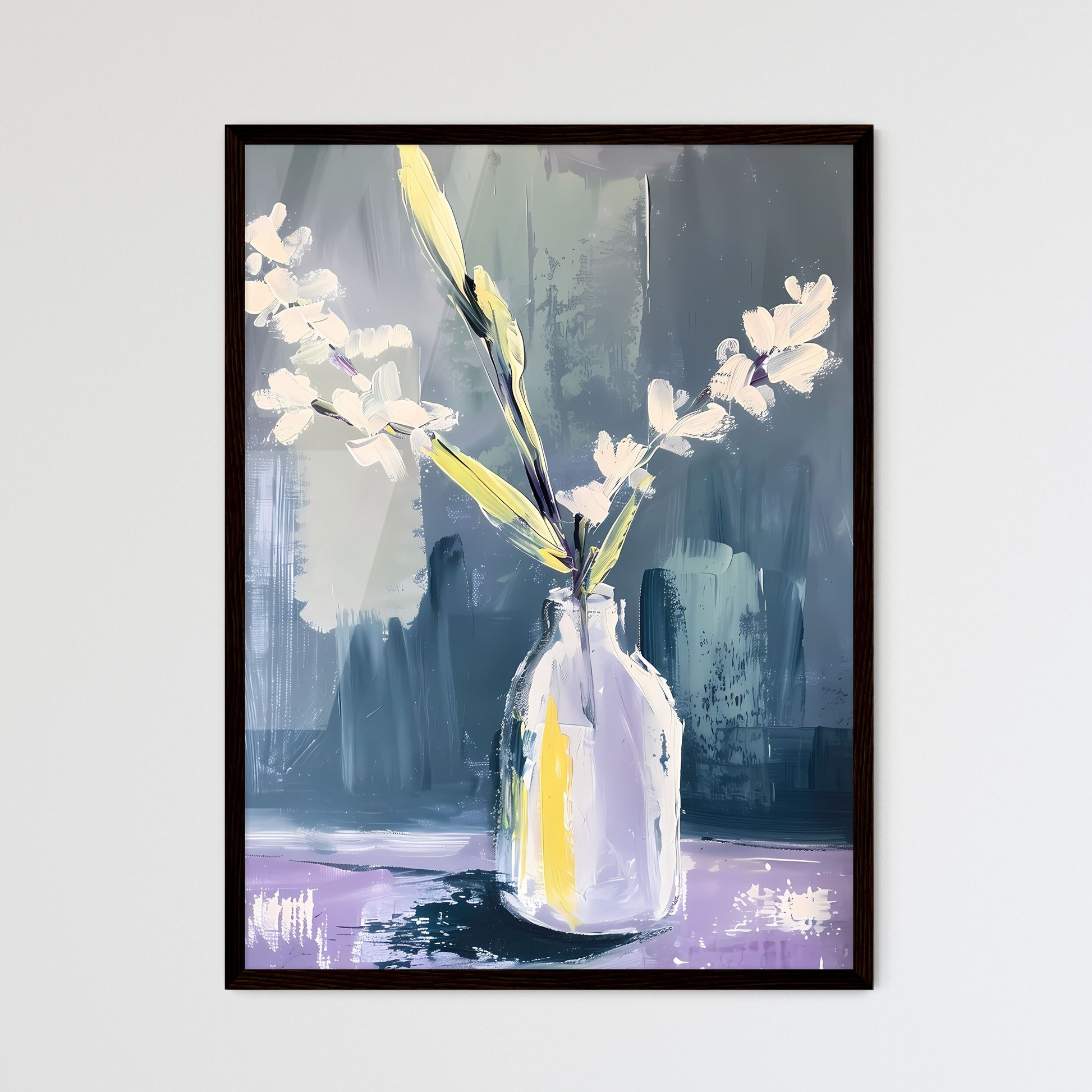 Merimeko-style acrylic painting still life a - Framed Art Print