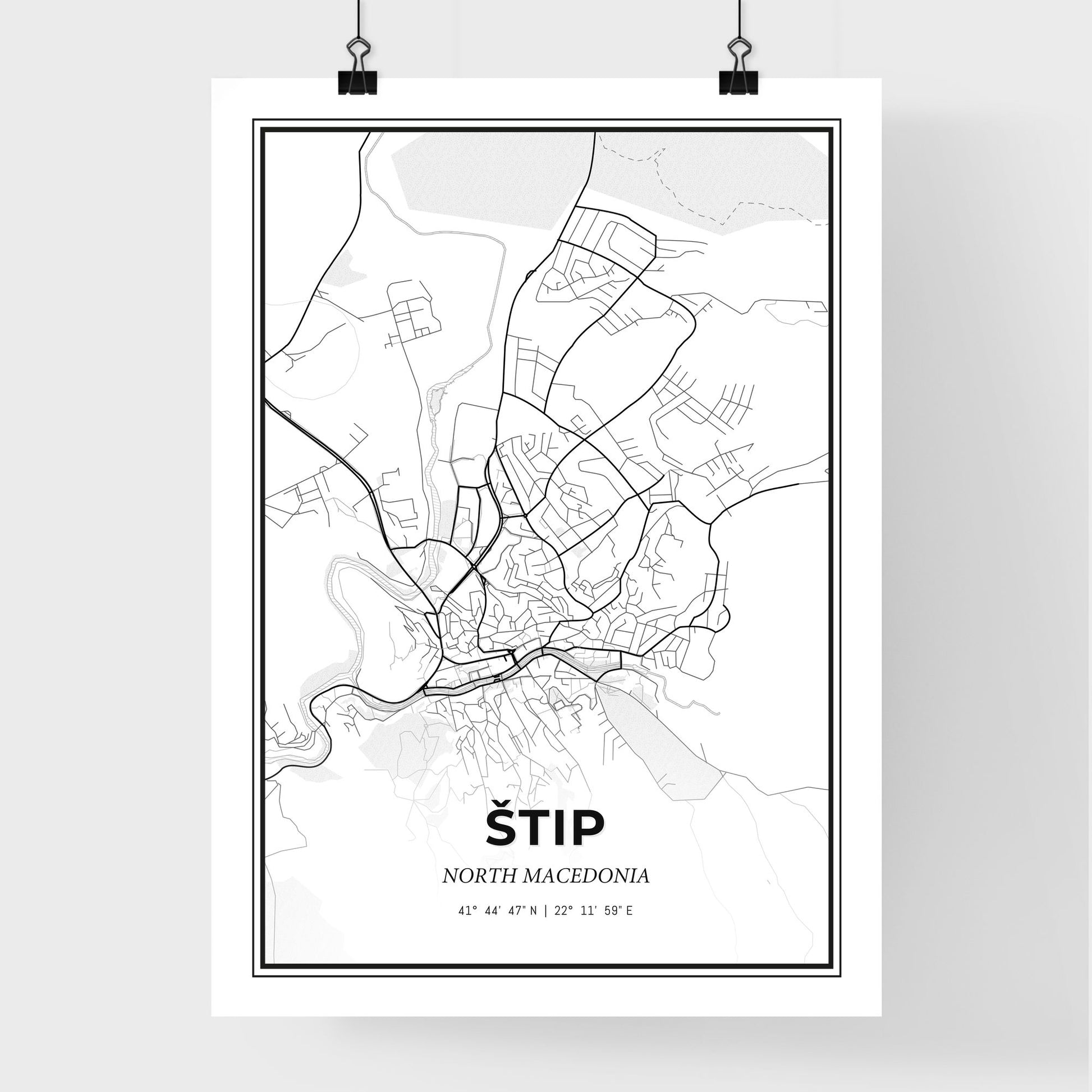 Štip North Macedonia - Premium City Map Poster