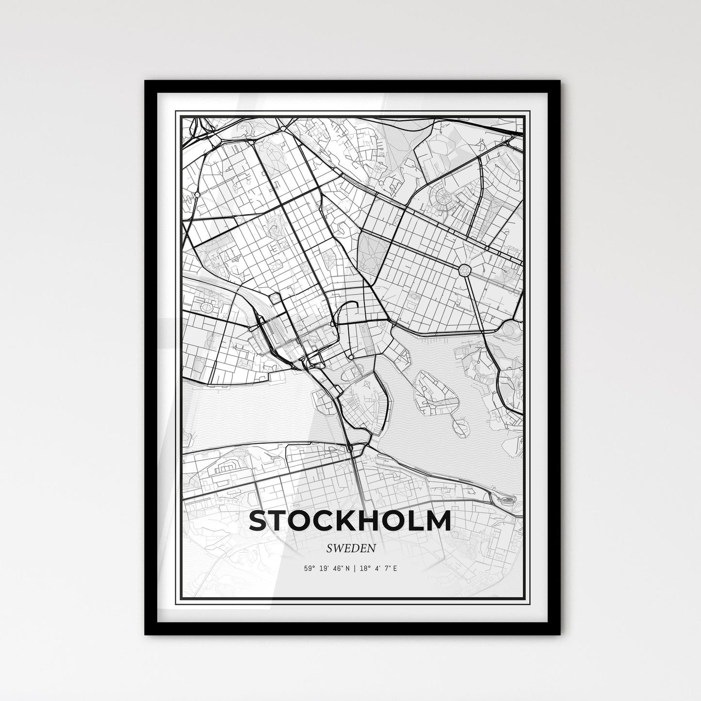 Stockholm Sweden - Scandinavian Style City Map for Modern Home Decor