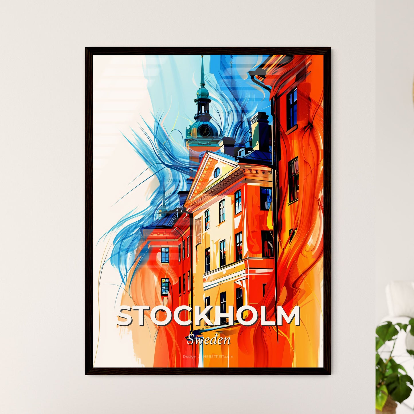 Vibrant Stockholm, Sweden - A Painting Of A Building