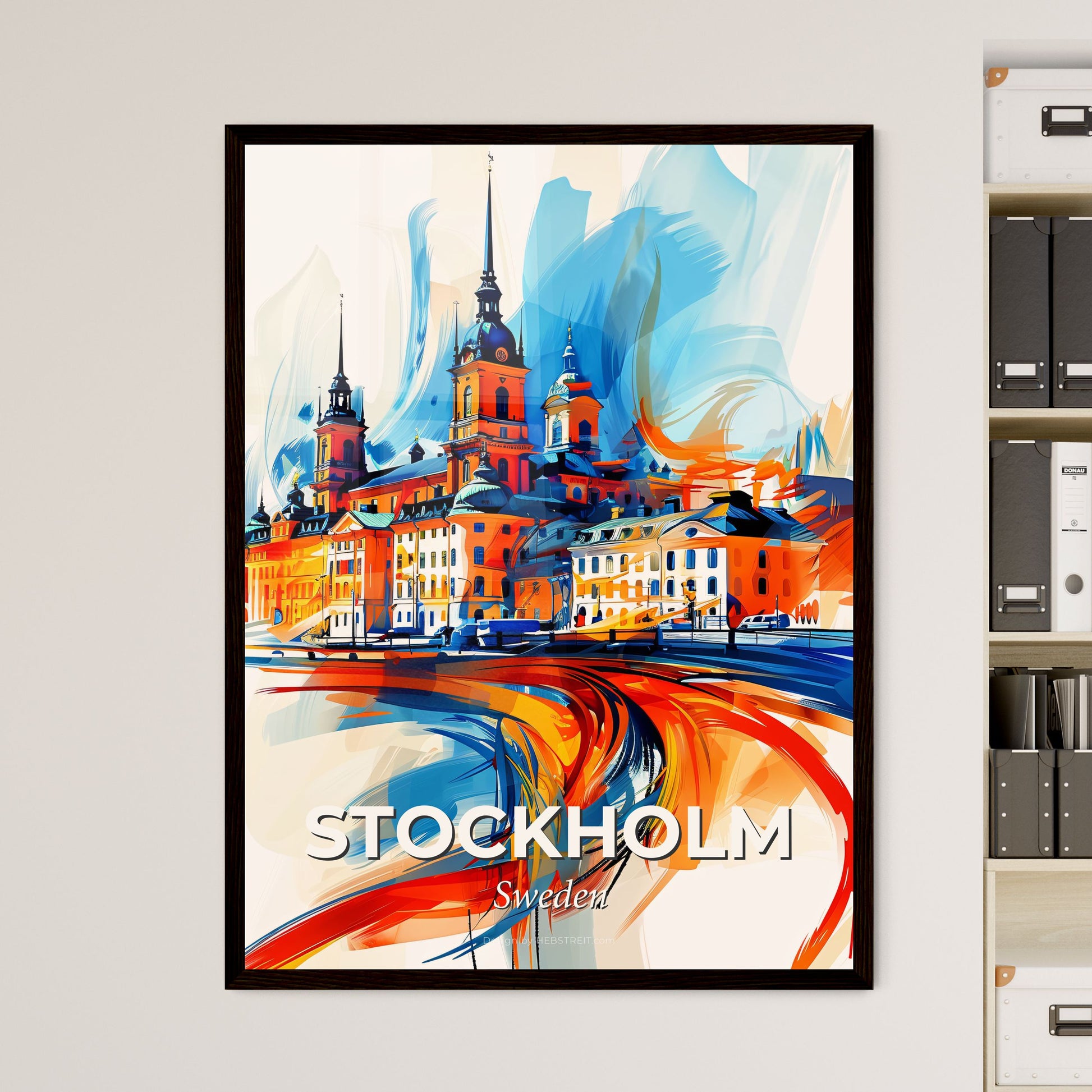 Vibrant Stockholm, Sweden - A Colorful Painting Of A Building