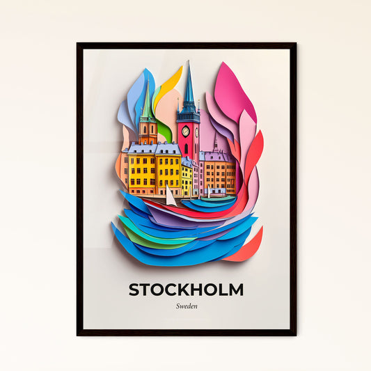 Vivid Stockholm, Sweden - a paper cut of a city with a clock tower