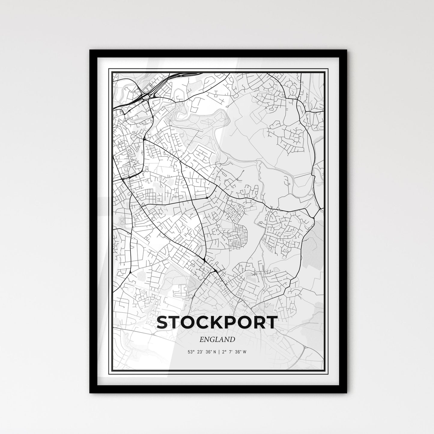 Stockport England - Scandinavian Style City Map for Modern Home Decor