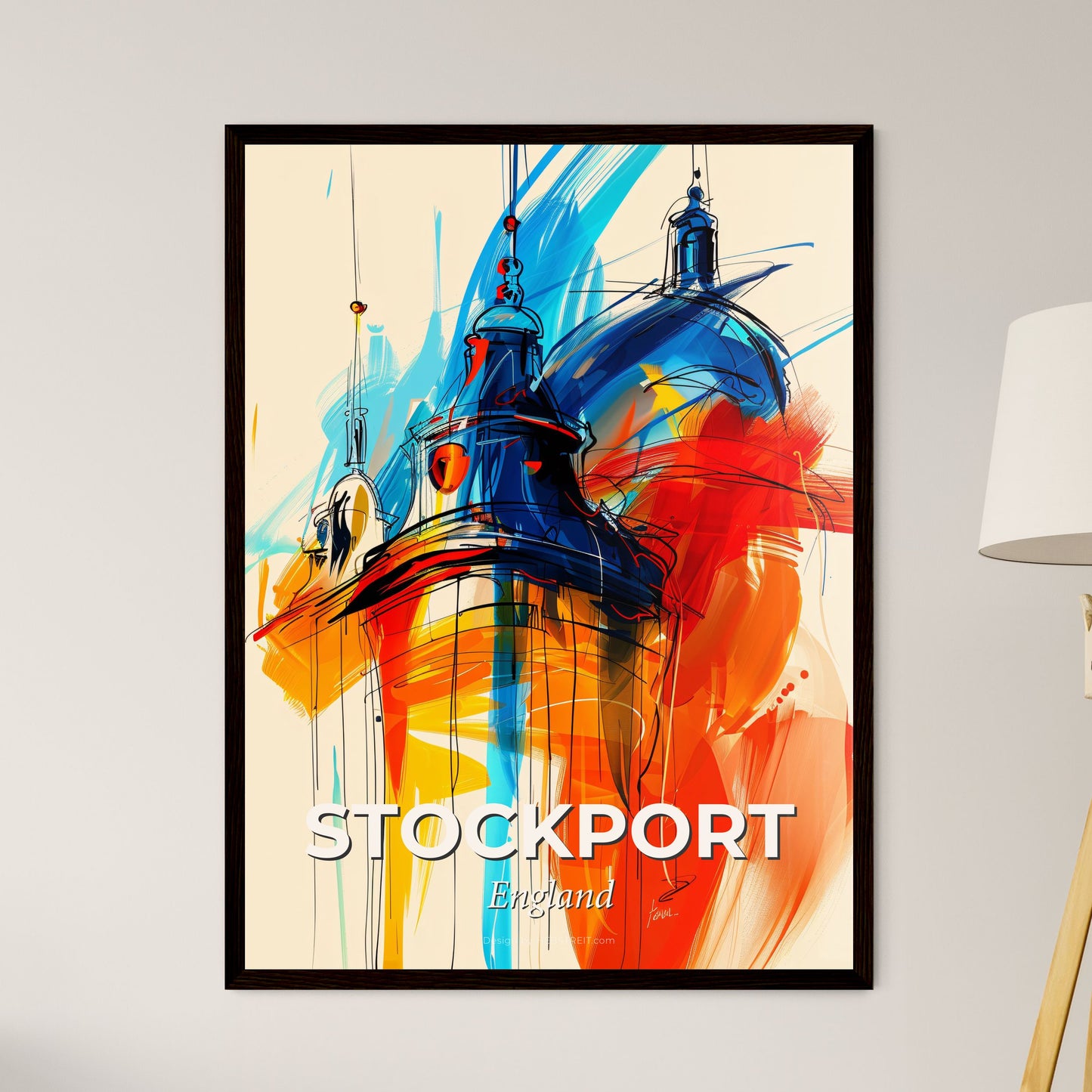 Vibrant Stockport, England - A Painting Of A Building