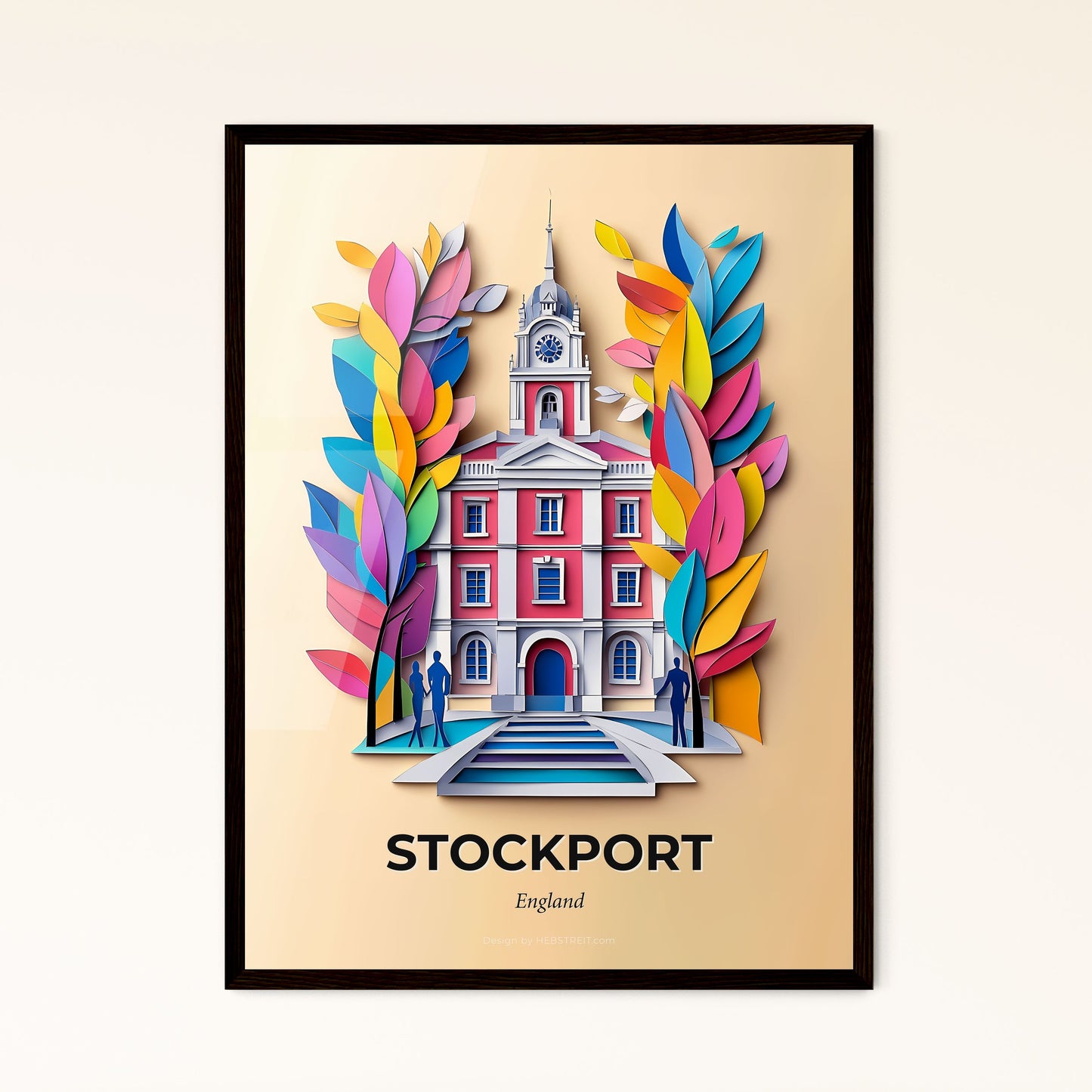 Vivid Stockport, England - a building with a clock tower surrounded by colorful leaves