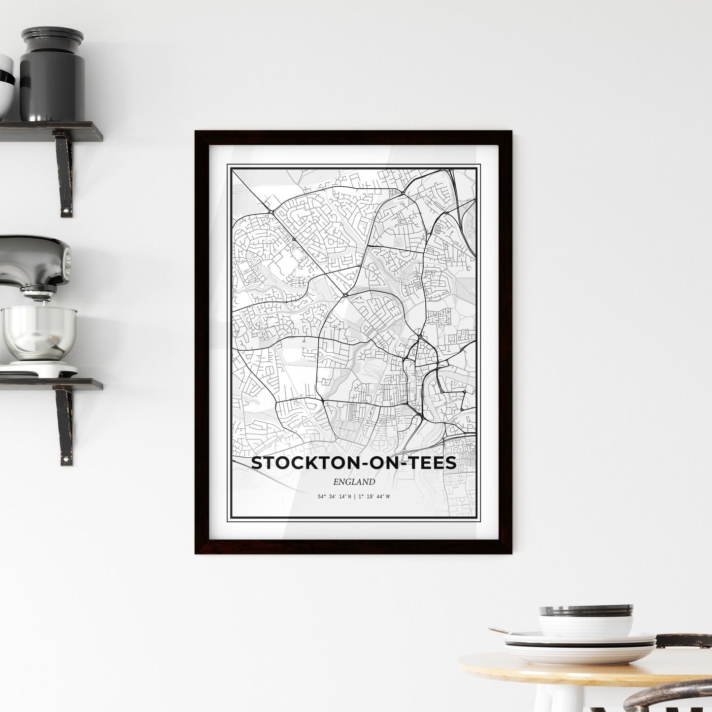 Stockton-on-Tees England - Minimal City Map