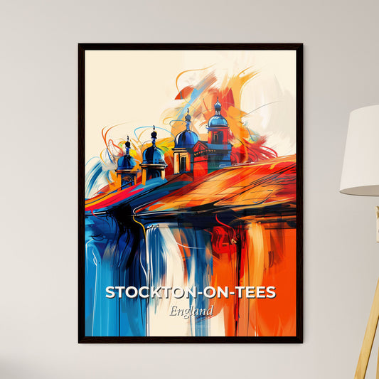 Vibrant Stockton-On-Tees, England - A Painting Of A Building With A Colorful Background