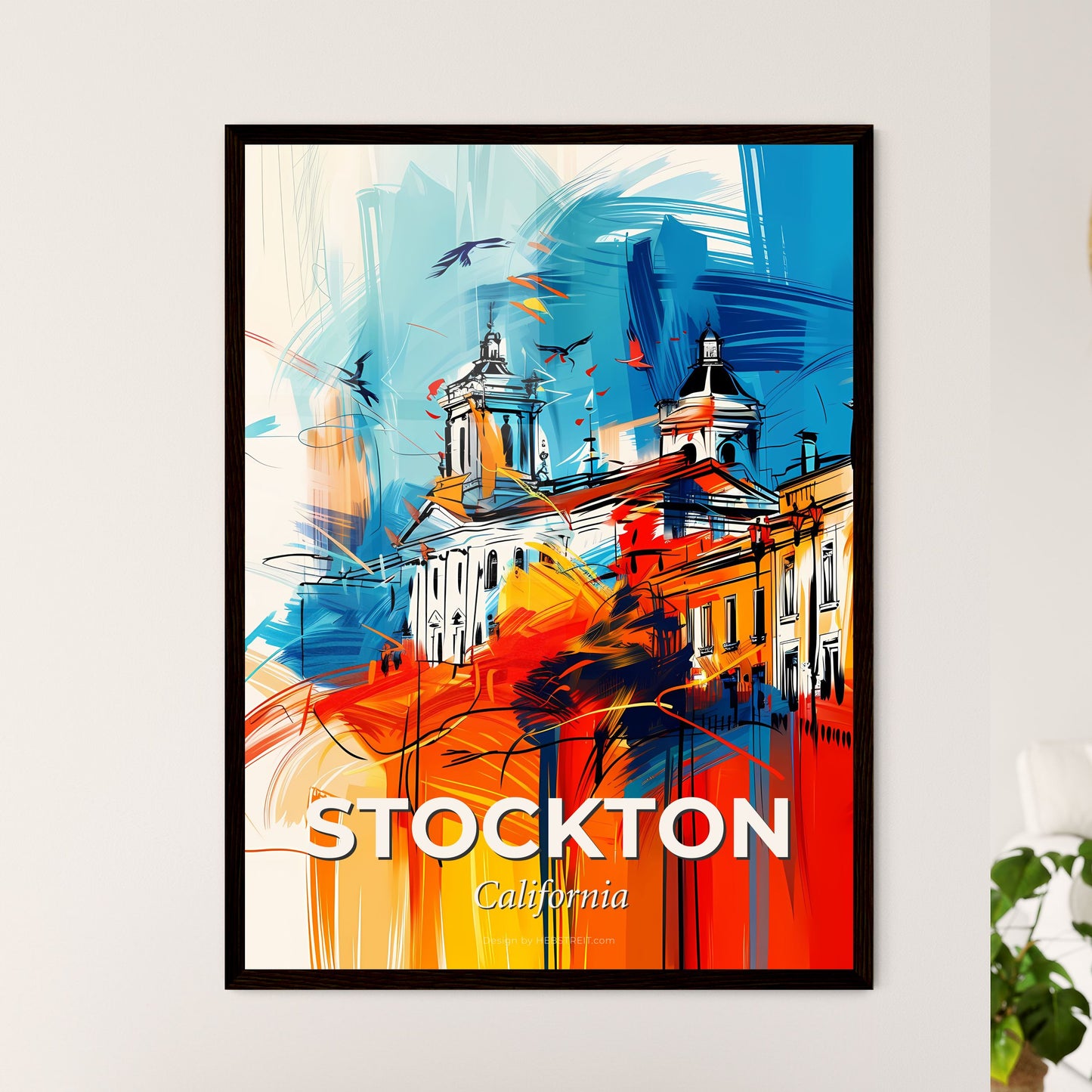 Vibrant Stockton, California - A Painting Of A Building