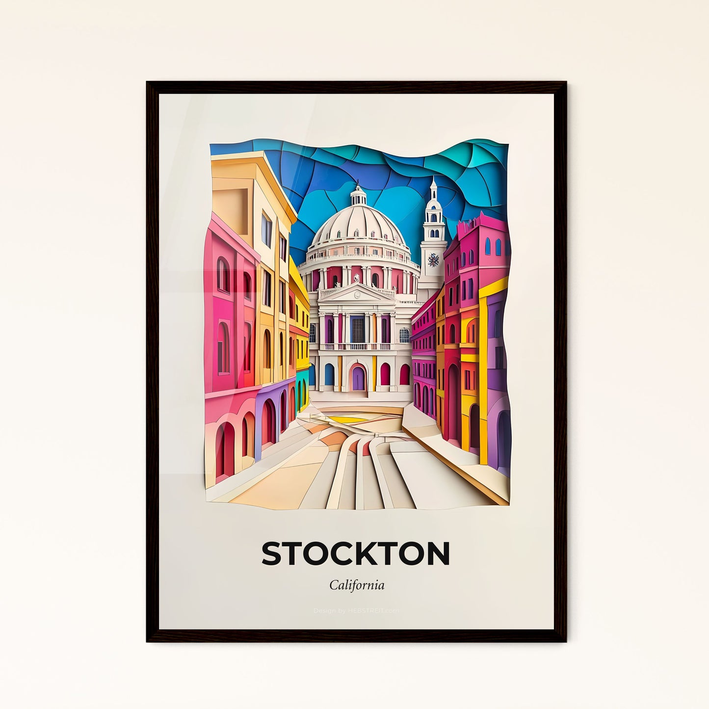 Vivid Stockton, California - a city with a church in the background