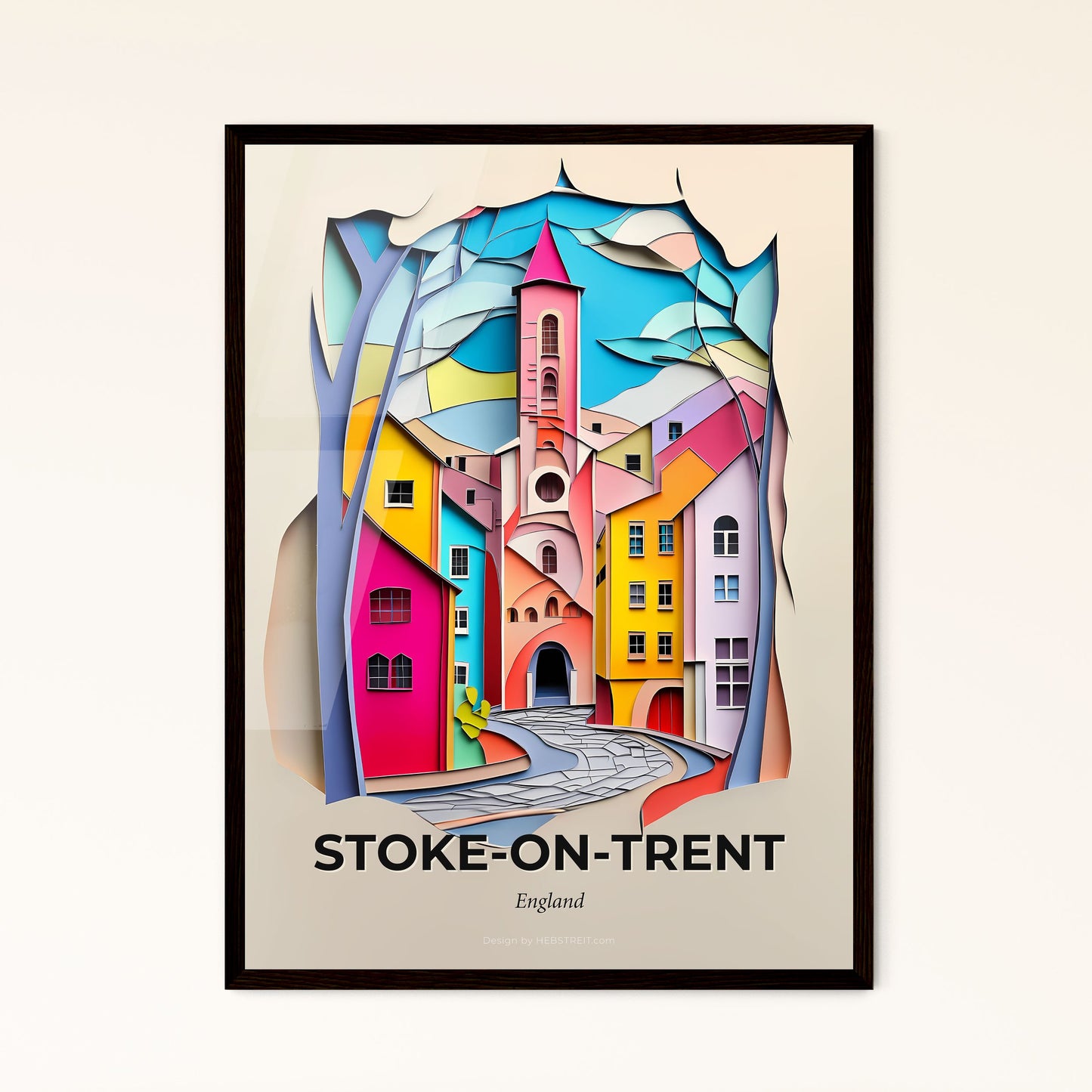 Vivid Stoke-on-Trent, England - a colorful city with a clock tower in the middle