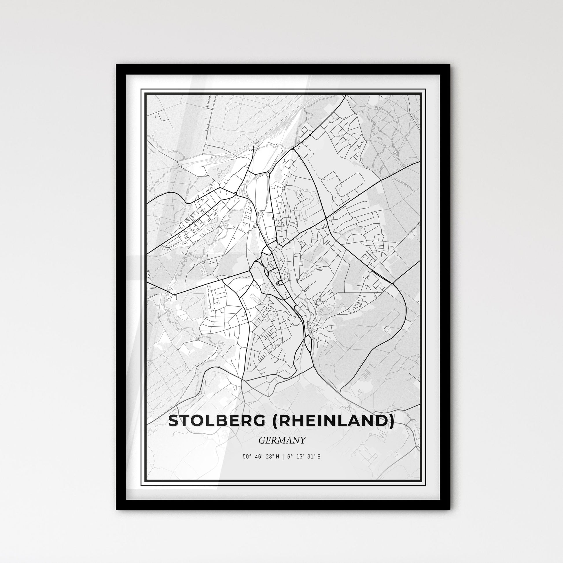 Stolberg (Rheinland) Germany - Scandinavian Style City Map for Modern Home Decor