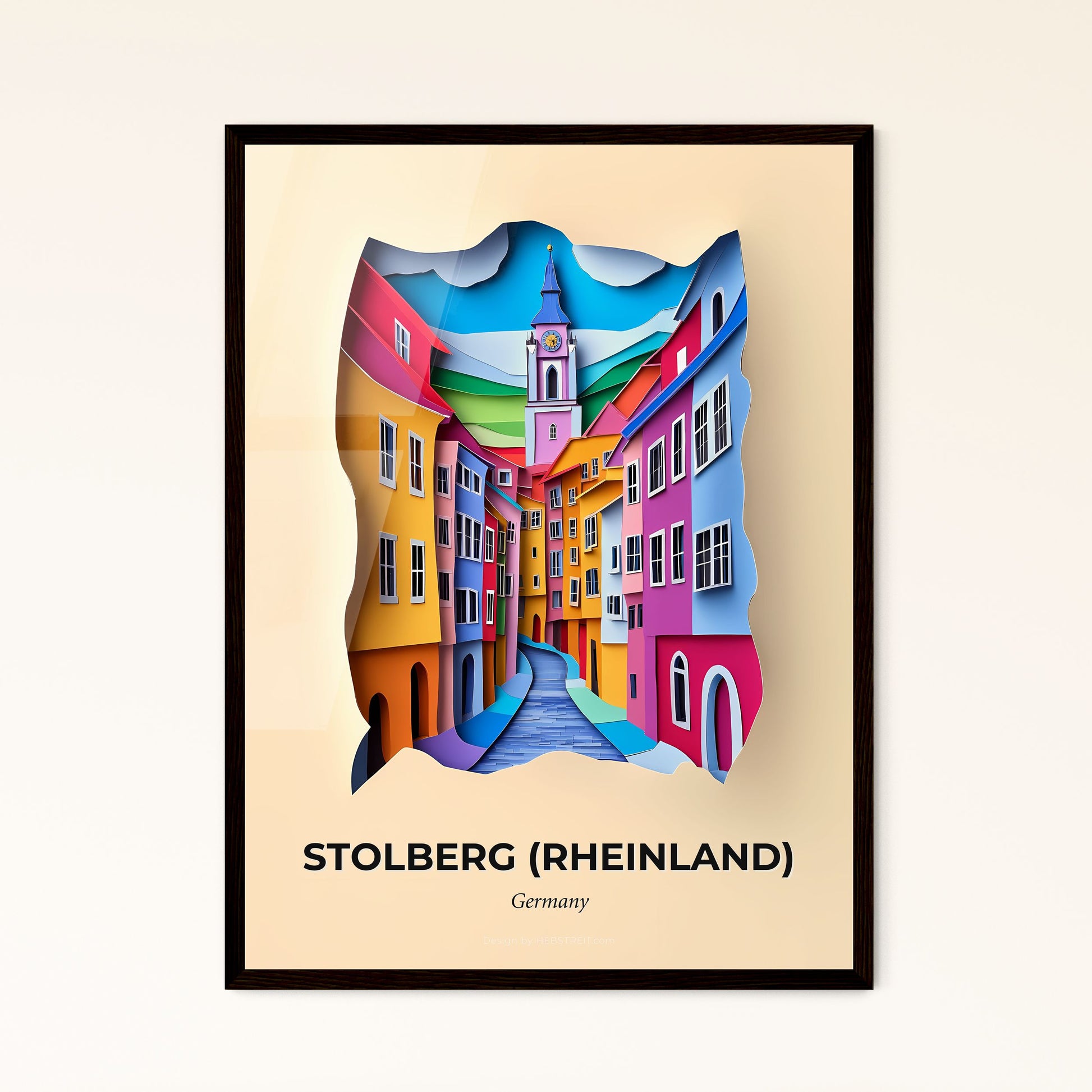 Vivid Stolberg (Rheinland), Germany - a colorful city with a clock tower on the top