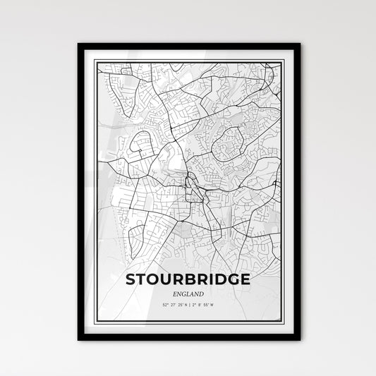 Stourbridge England - Scandinavian Style City Map for Modern Home Decor