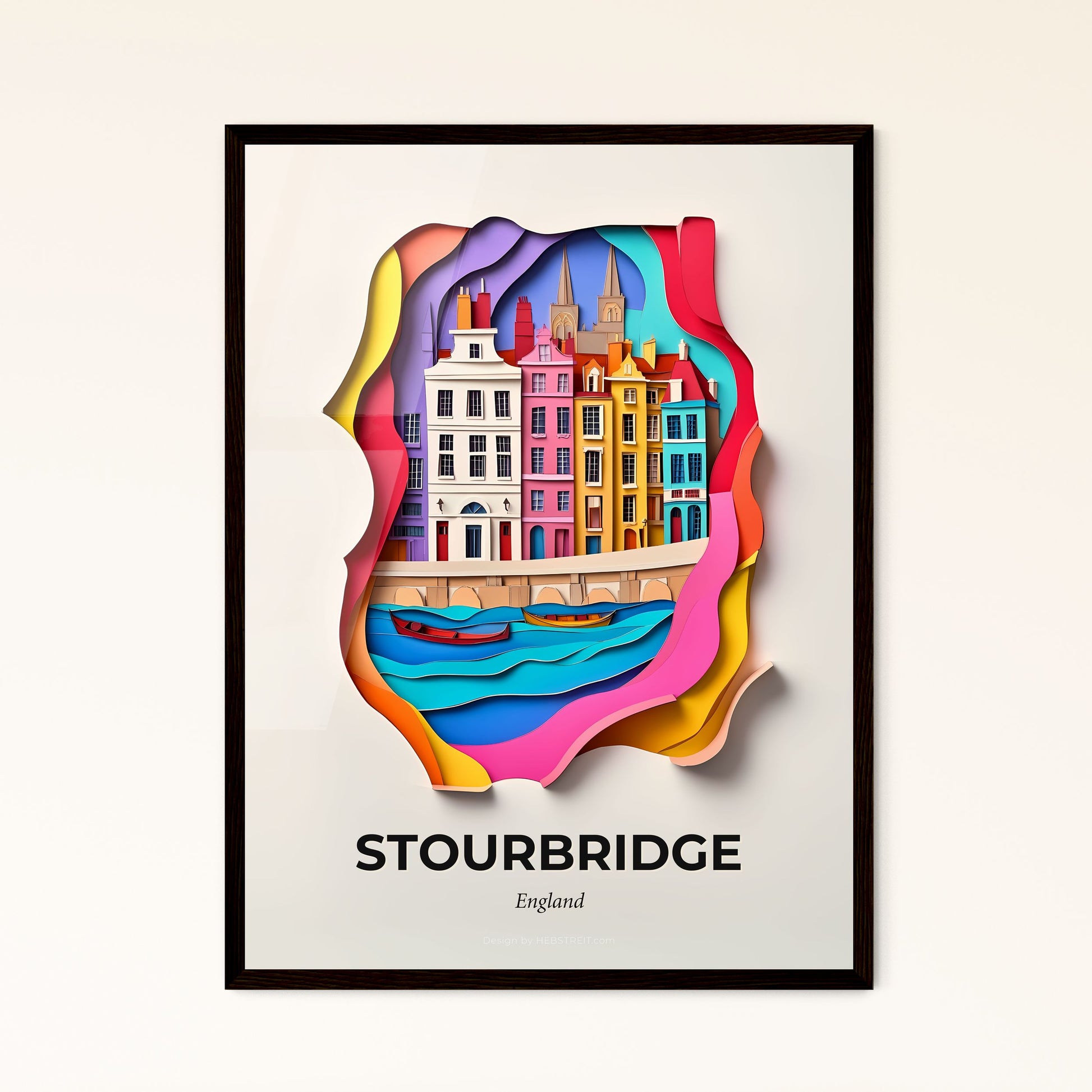 Vivid Stourbridge, England - a paper cut of a city with a boat