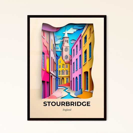 Vivid Stourbridge, England - a paper cut of a street with a clock tower