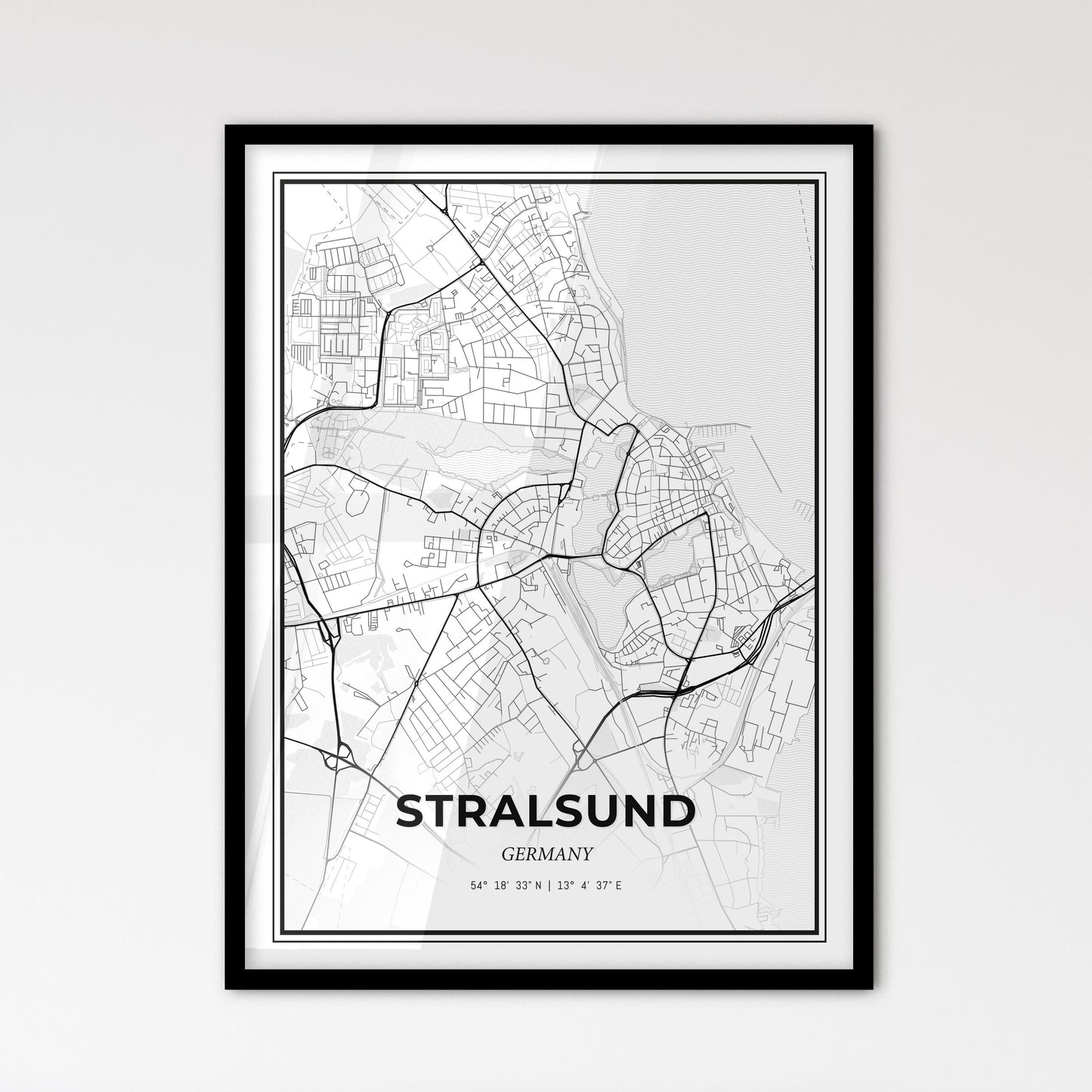 Stralsund Germany - Scandinavian Style City Map for Modern Home Decor