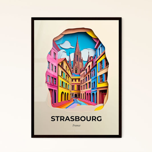 Vivid Strasbourg, France - a paper cut of a city street with a church