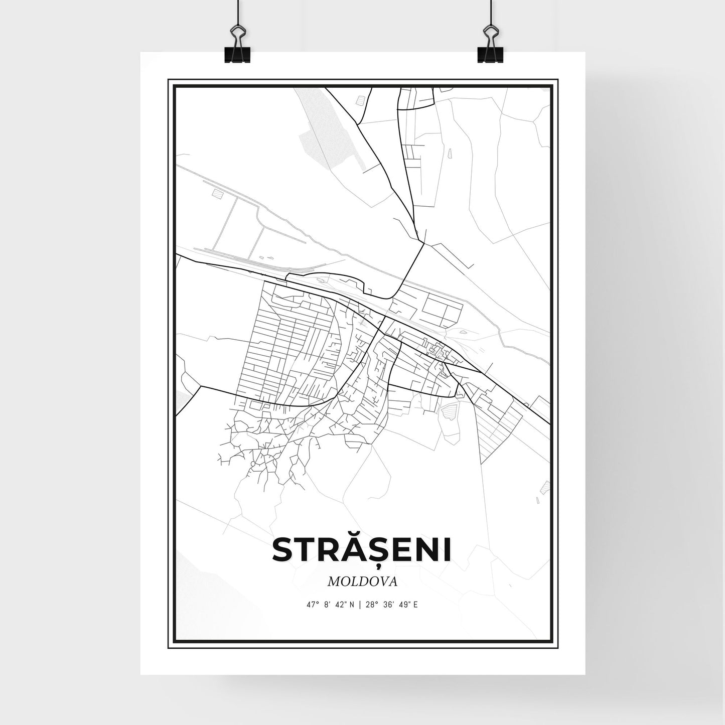 Strășeni Moldova - Premium City Map Poster