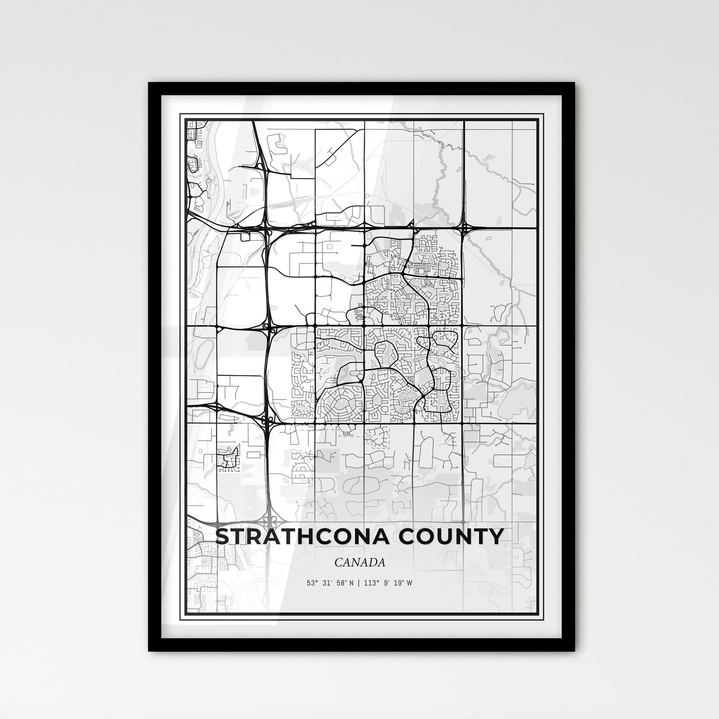 Strathcona County Canada - Scandinavian Style City Map for Modern Home Decor