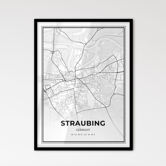 Straubing Germany - Scandinavian Style City Map for Modern Home Decor