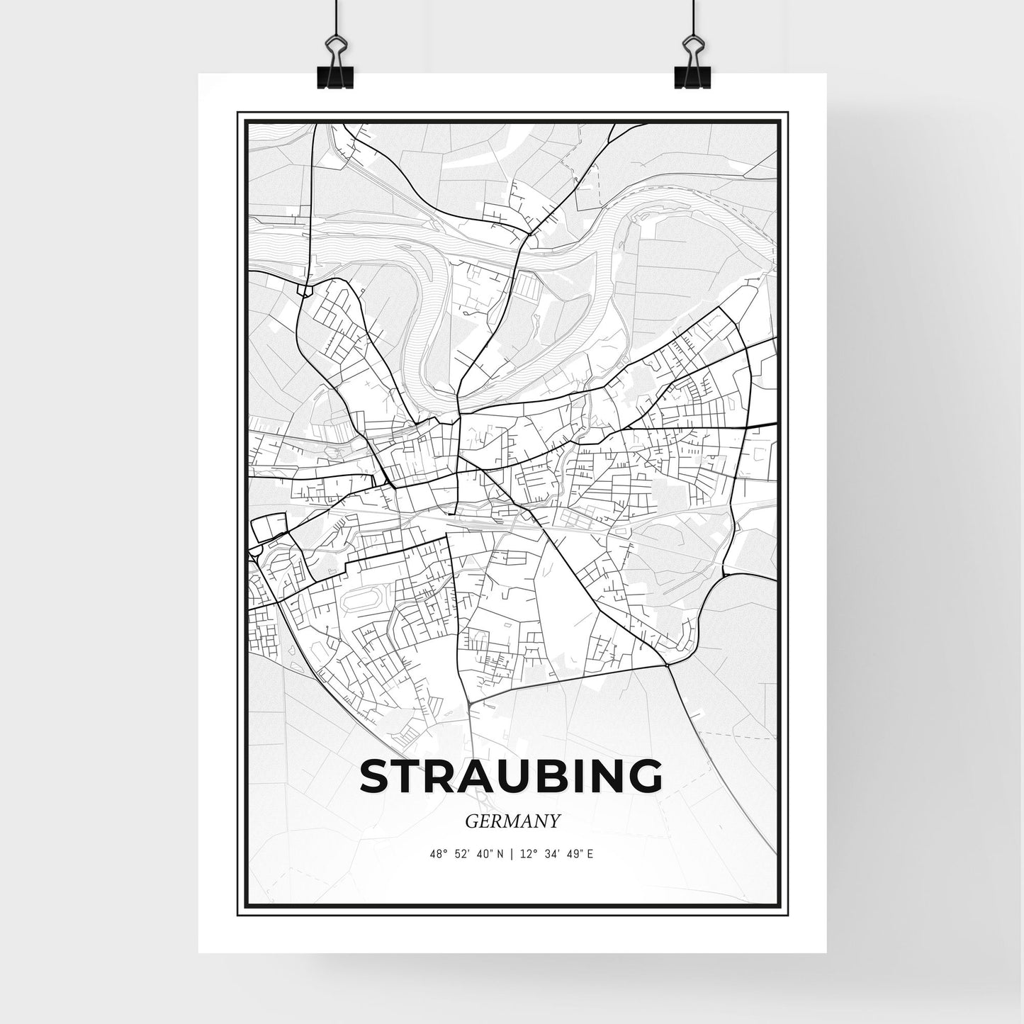 Straubing Germany - Premium City Map Poster