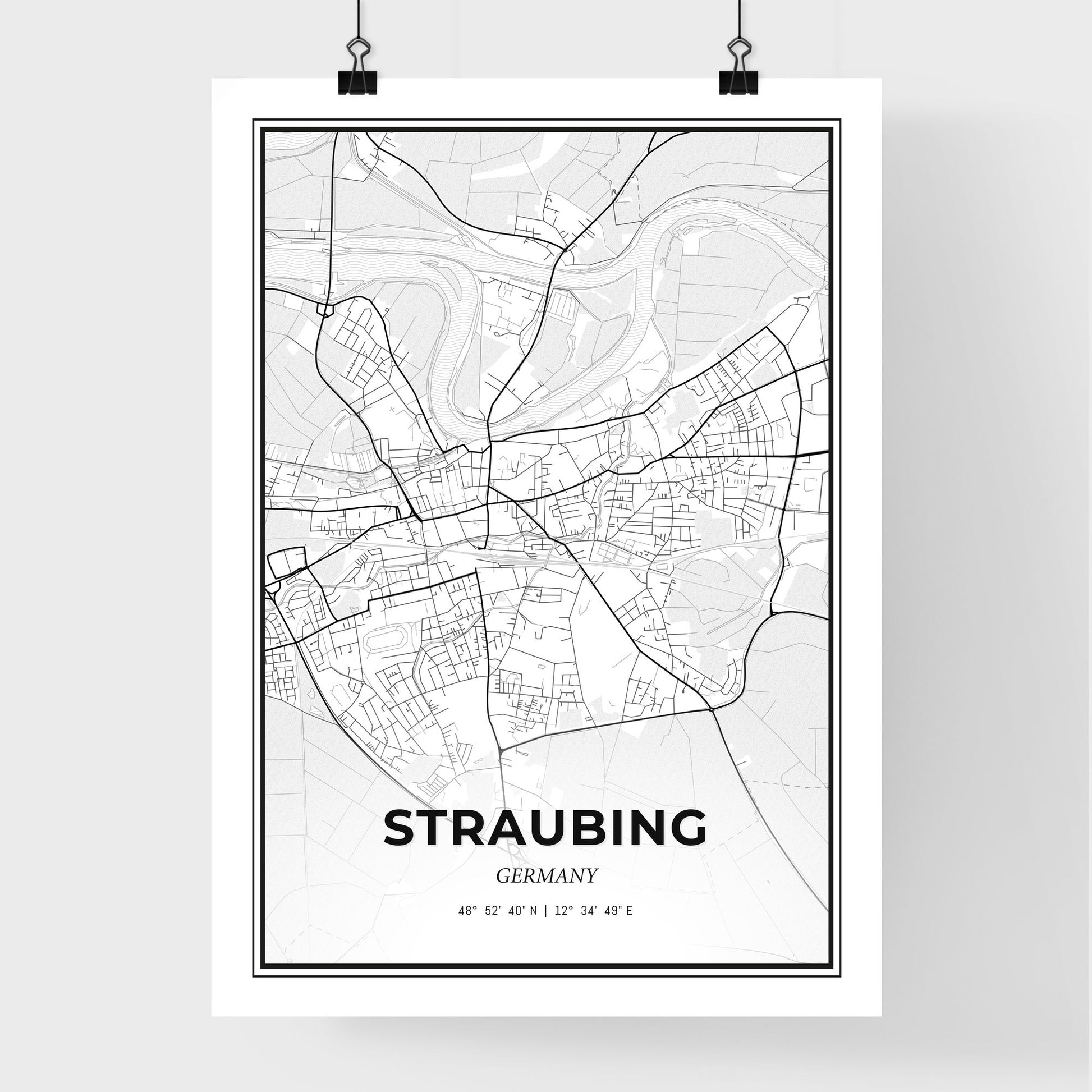 Straubing Germany - Premium City Map Poster