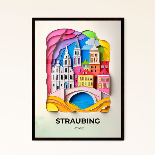 Vivid Straubing, Germany - a paper cut of a city with a bridge