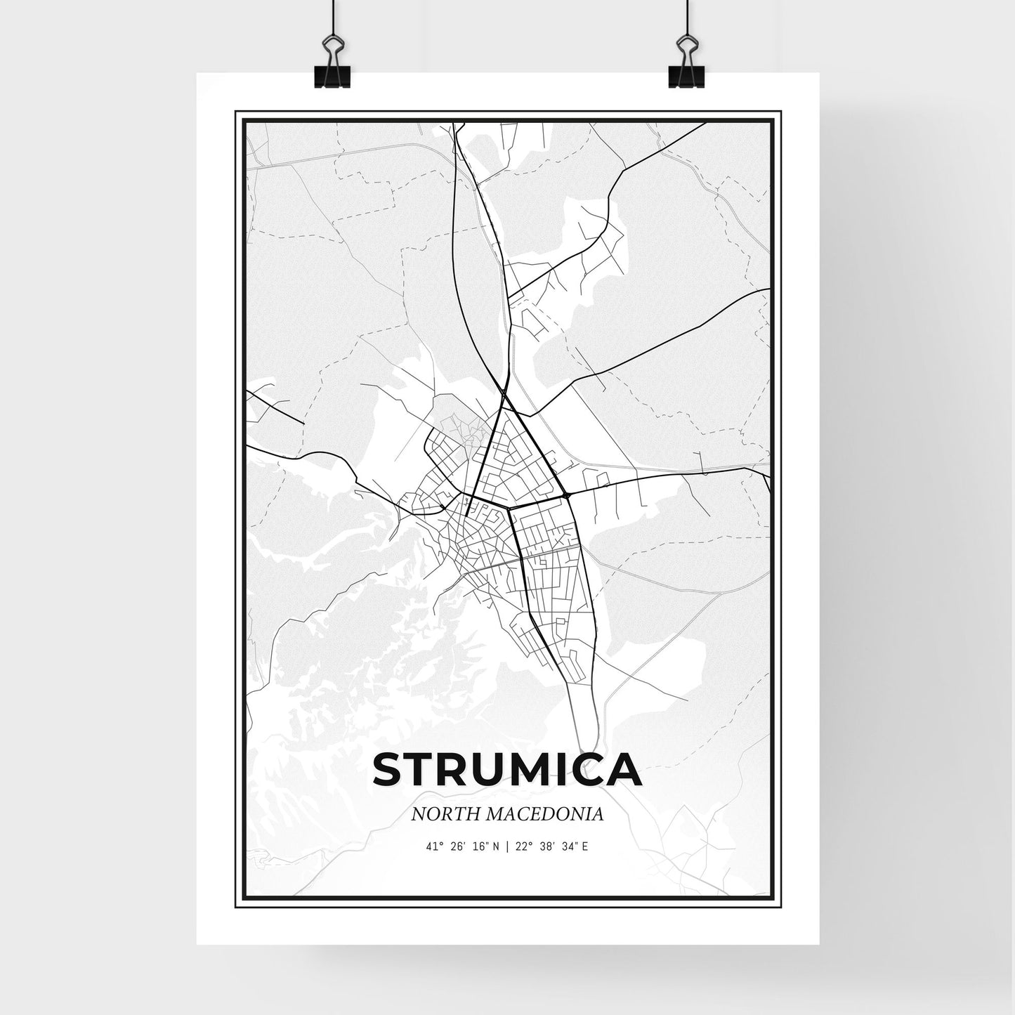 Strumica North Macedonia - Premium City Map Poster