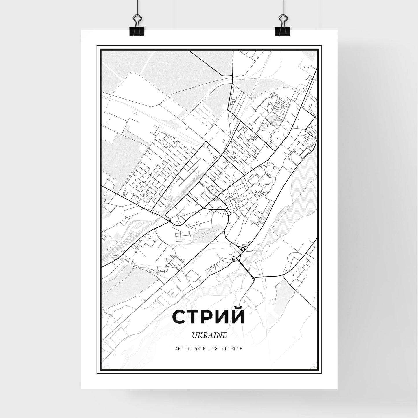 Stryi Ukraine - Premium City Map Poster