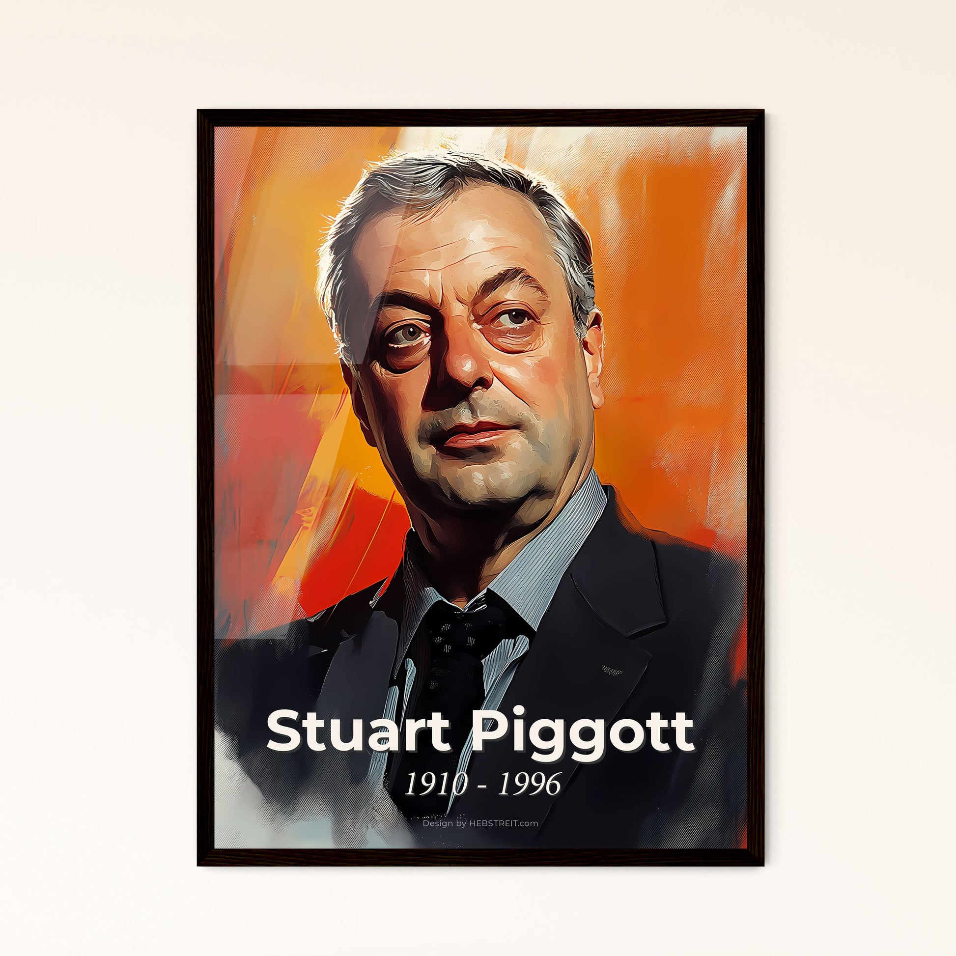 Portrait of Stuart Piggott, 1910 - 1996. Impressionistic painting of a man in a suit.