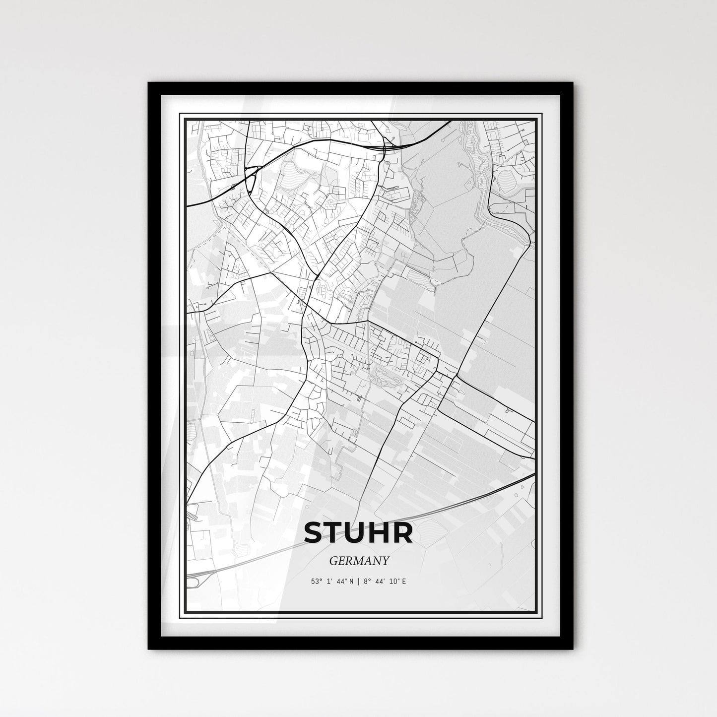 Stuhr Germany - Scandinavian Style City Map for Modern Home Decor