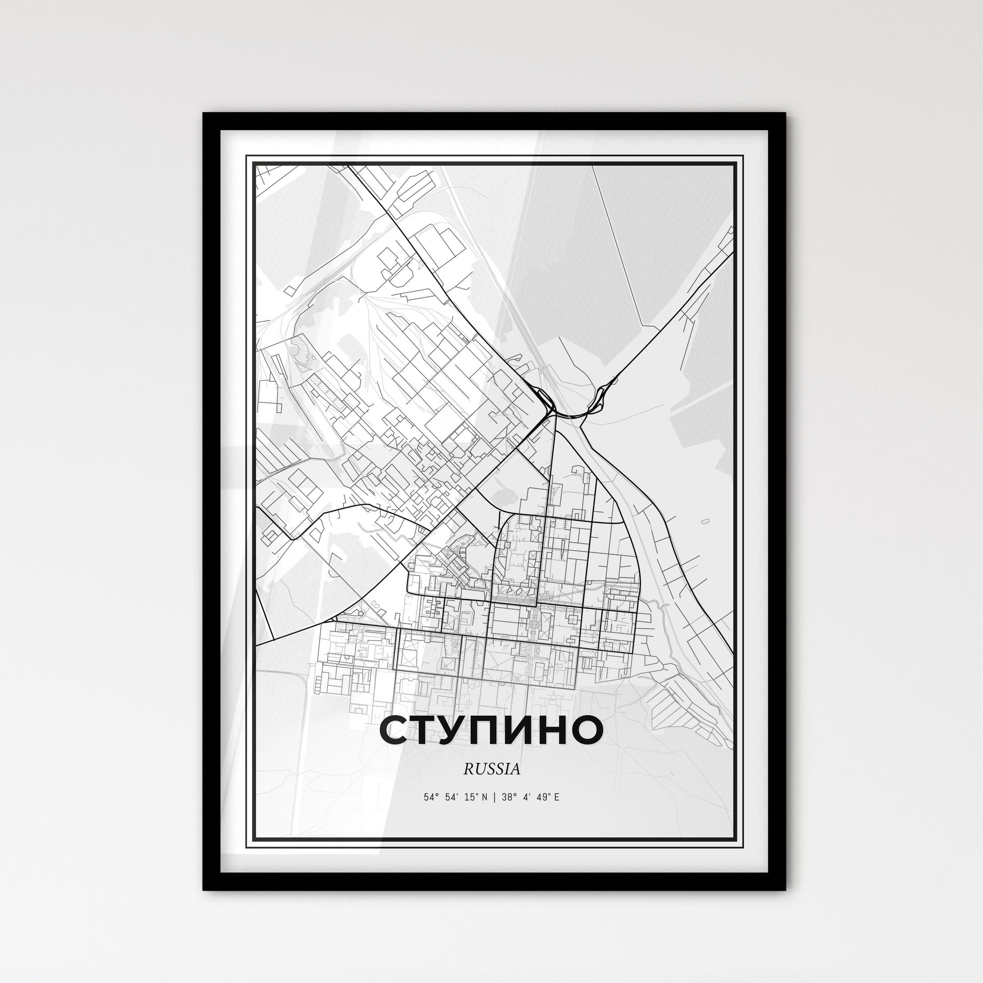 Stupino Russia - Scandinavian Style City Map for Modern Home Decor