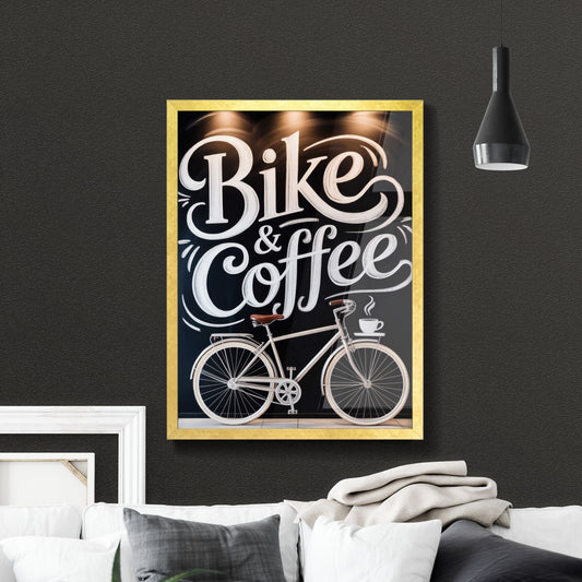 Stylish Bike and Coffee Shop Interior with Artistic Chalkboard Design
