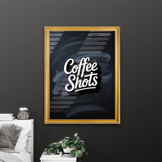 Stylish Coffee Shots Logo on Chalkboard Background for Beverage Branding and Café Promotions