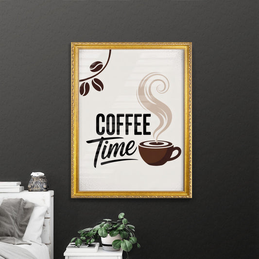 Stylish Coffee Time Logo with Steam and Coffee Beans for Unique Branding and Marketing Purposes.