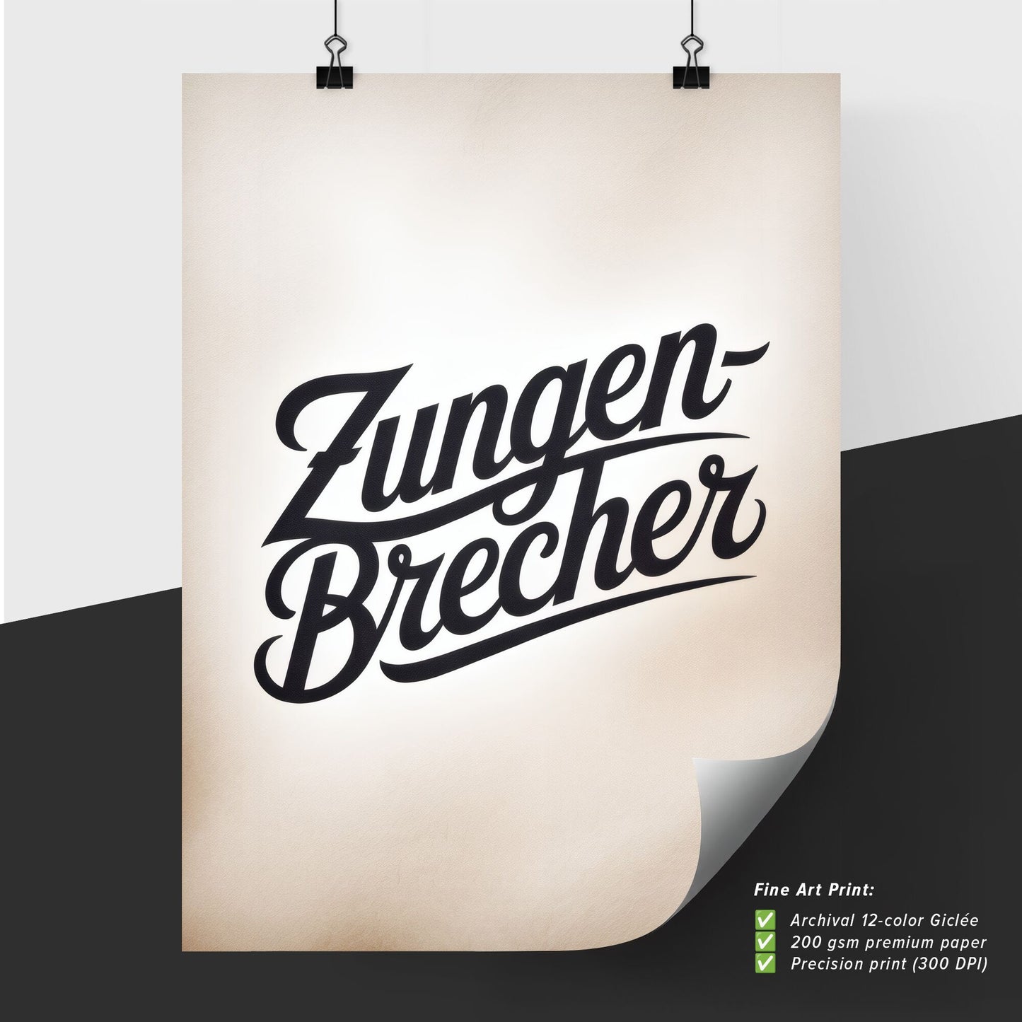 Stylish handwritten typography 'Zungen-Brecher' on a soft gradient background for modern branding and design projects.