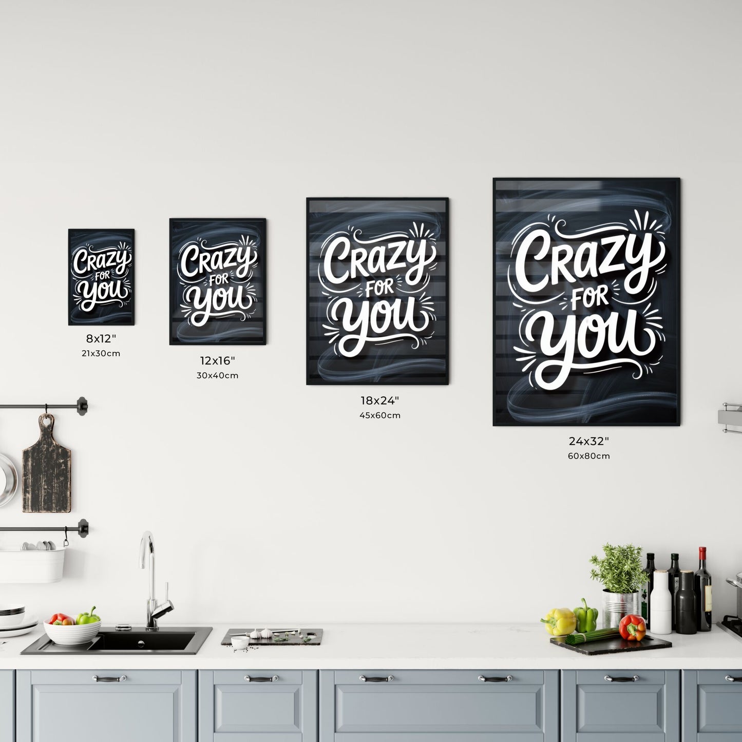 Stylish Handwritten Typography: 'Crazy for You' on a Charcoal Background, Perfect for Romantic Themes and Designs. Chart