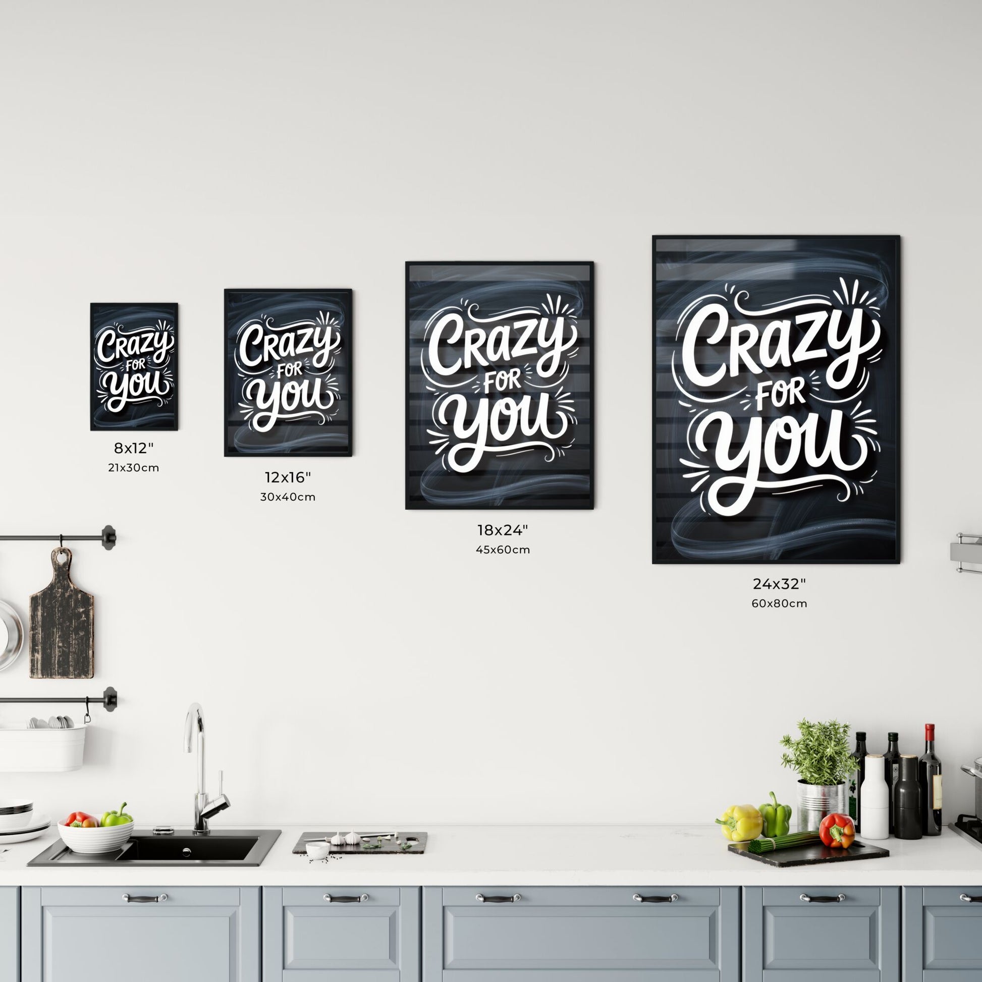 Stylish Handwritten Typography: 'Crazy for You' on a Charcoal Background, Perfect for Romantic Themes and Designs. Chart