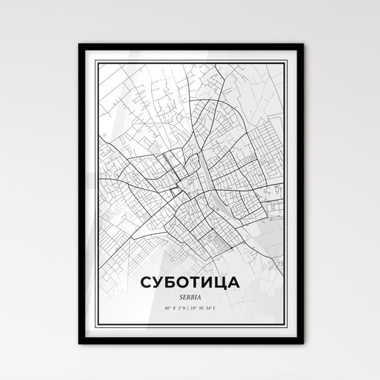 Subotica Serbia - Scandinavian Style City Map for Modern Home Decor