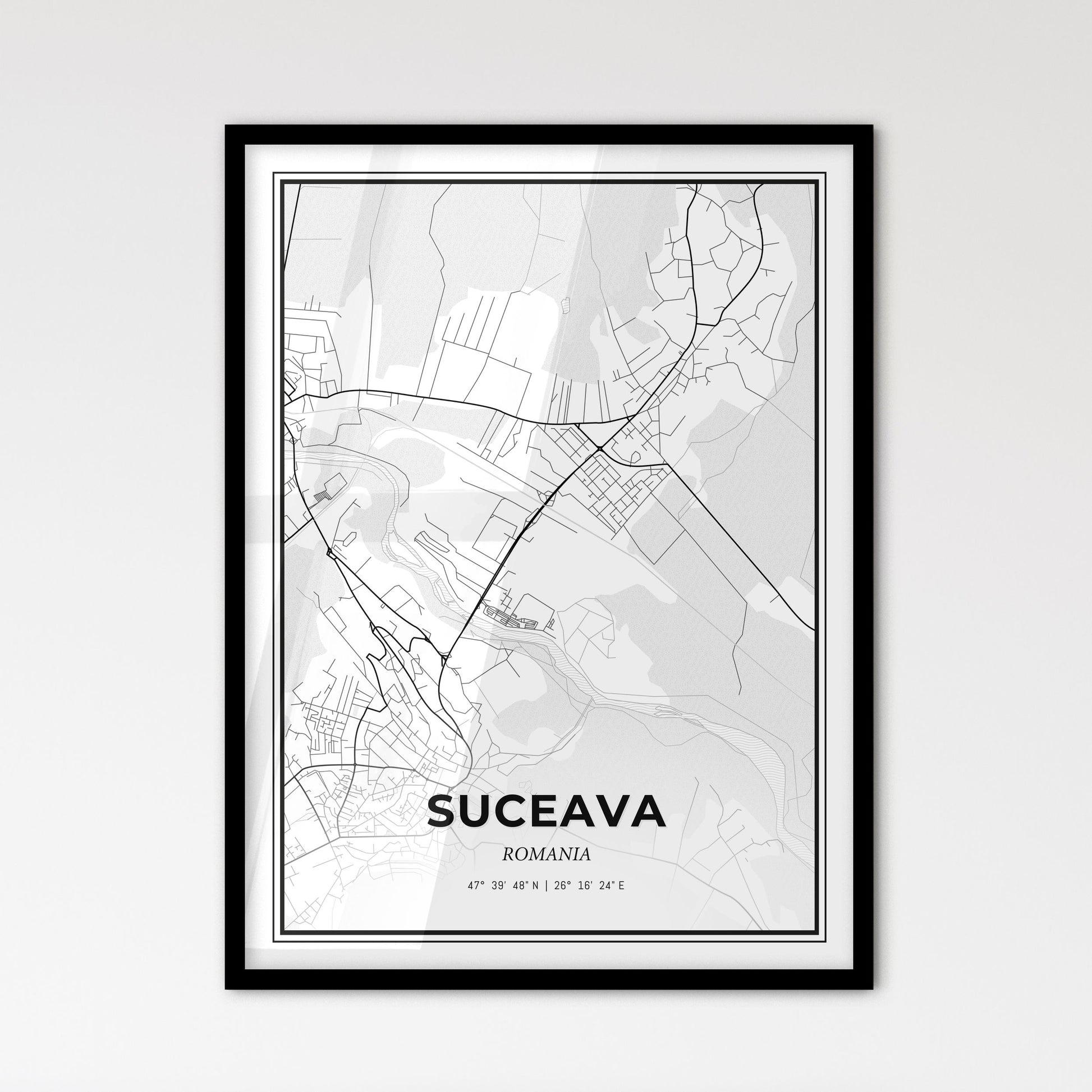 Suceava Romania - Scandinavian Style City Map for Modern Home Decor