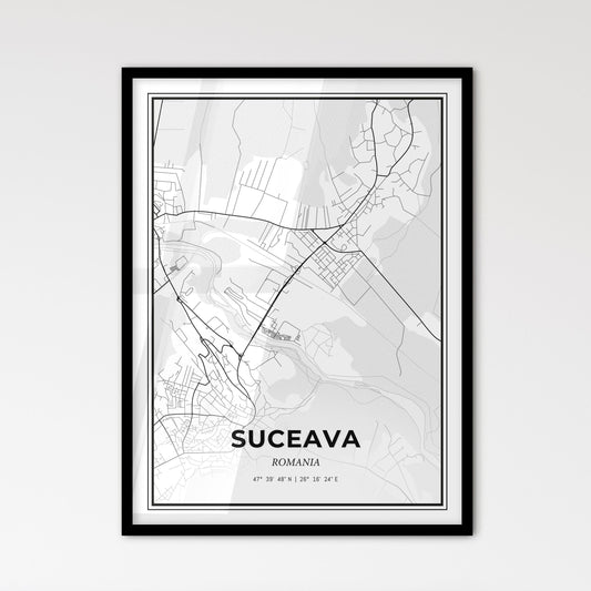 Suceava Romania - Scandinavian Style City Map for Modern Home Decor