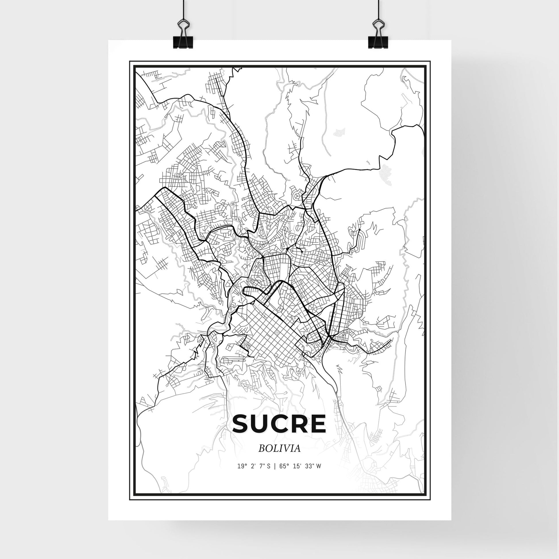 Sucre Bolivia - Premium City Map Poster