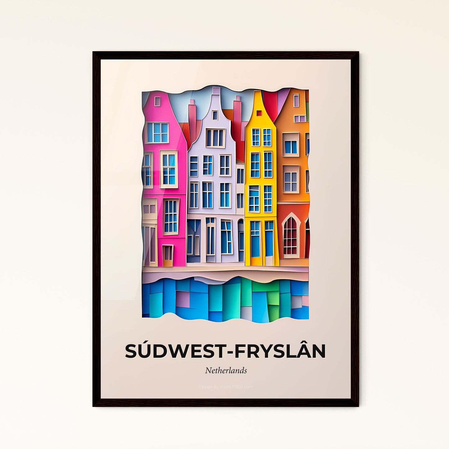 Vivid Súdwest-Fryslân, Netherlands - a city with a river and buildings