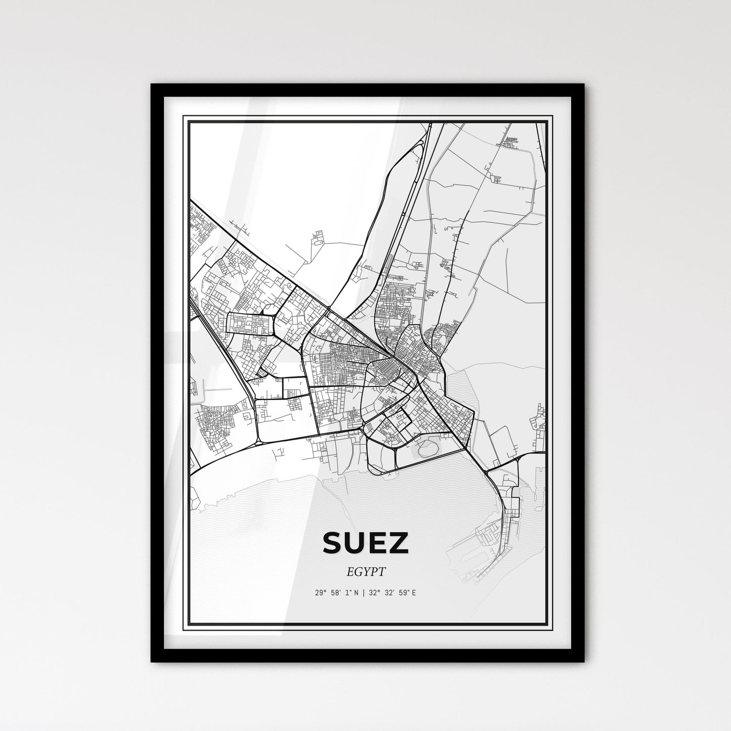 Suez Egypt - Scandinavian Style City Map for Modern Home Decor