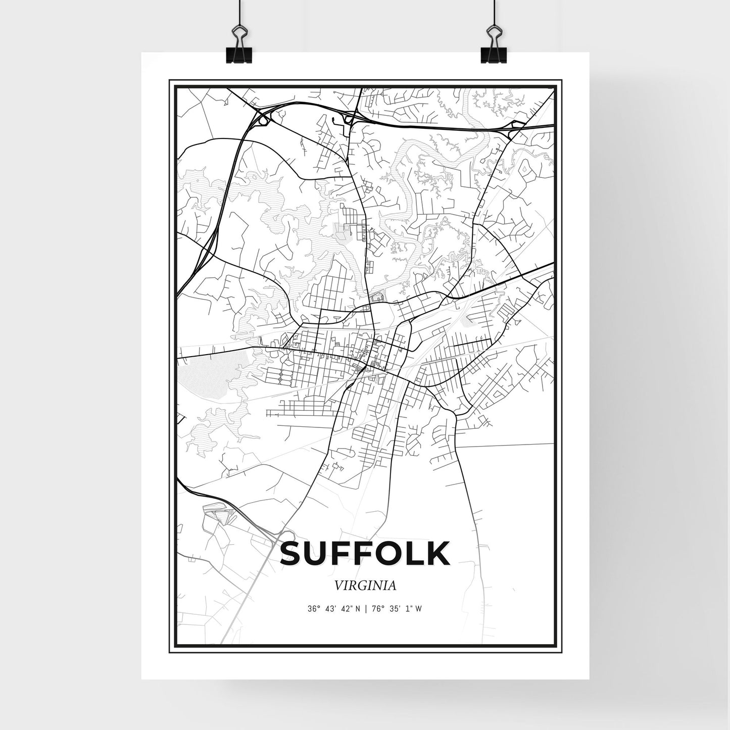 Suffolk Virginia - Premium City Map Poster