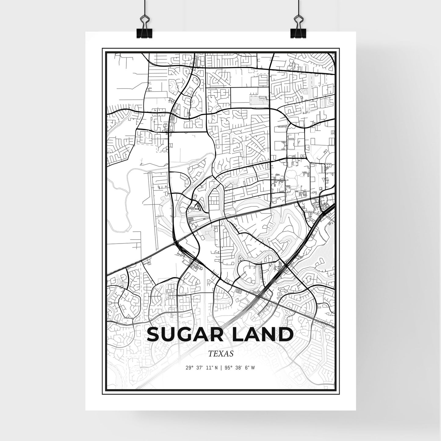 Sugar Land Texas - Premium City Map Poster