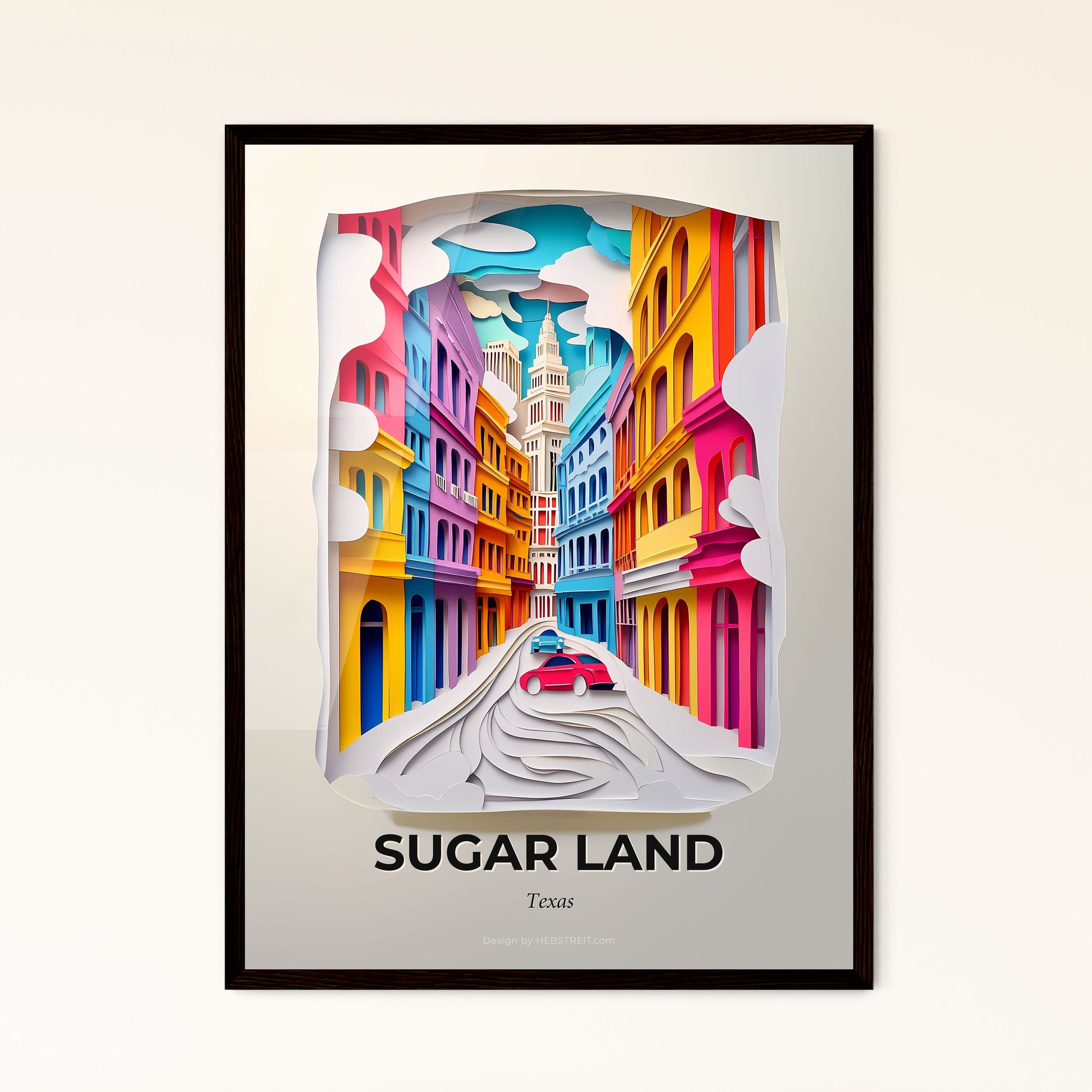 Vivid Sugar Land, Texas - a car driving down a street in a city