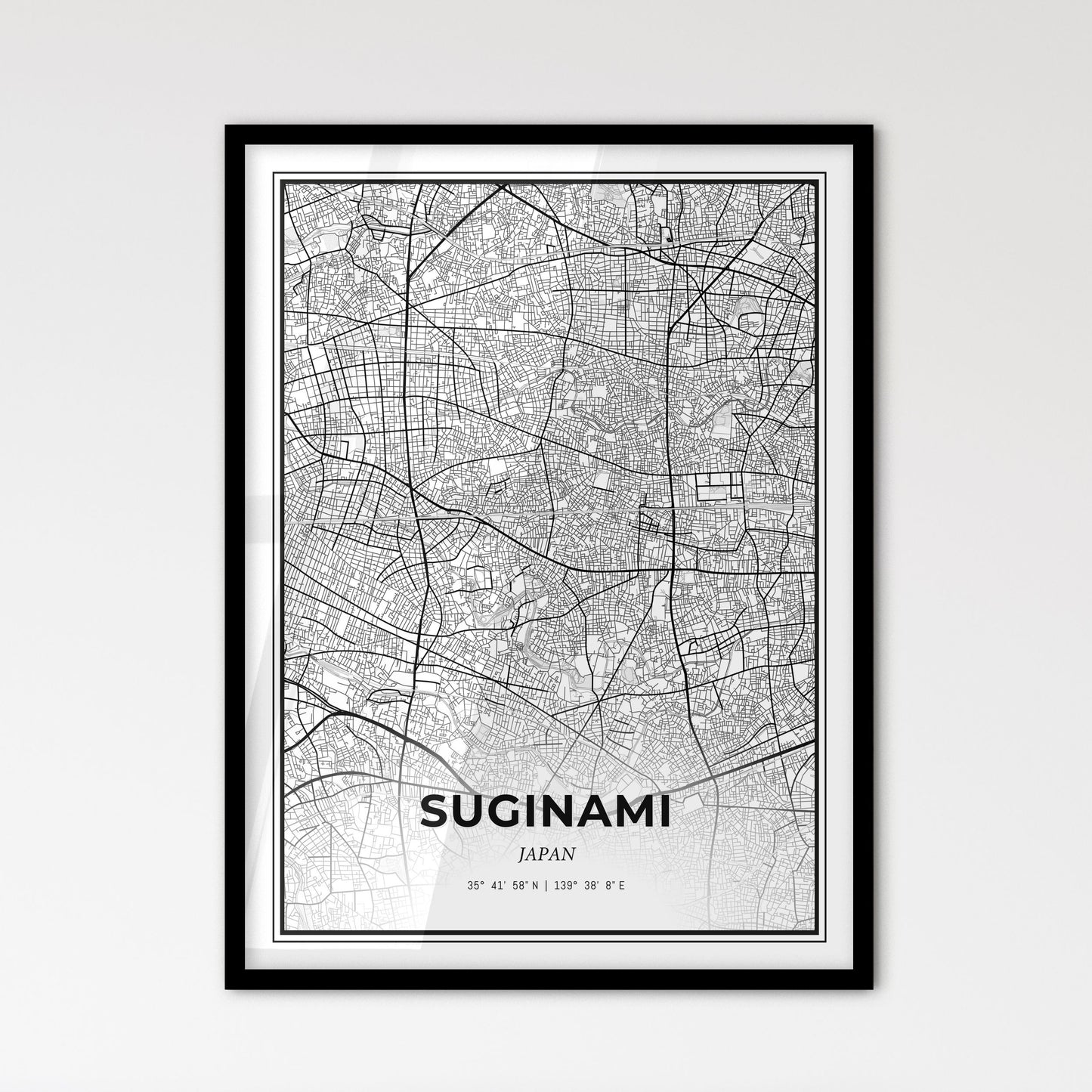 Suginami Japan - Scandinavian Style City Map for Modern Home Decor