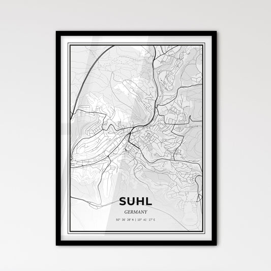 Suhl Germany - Scandinavian Style City Map for Modern Home Decor