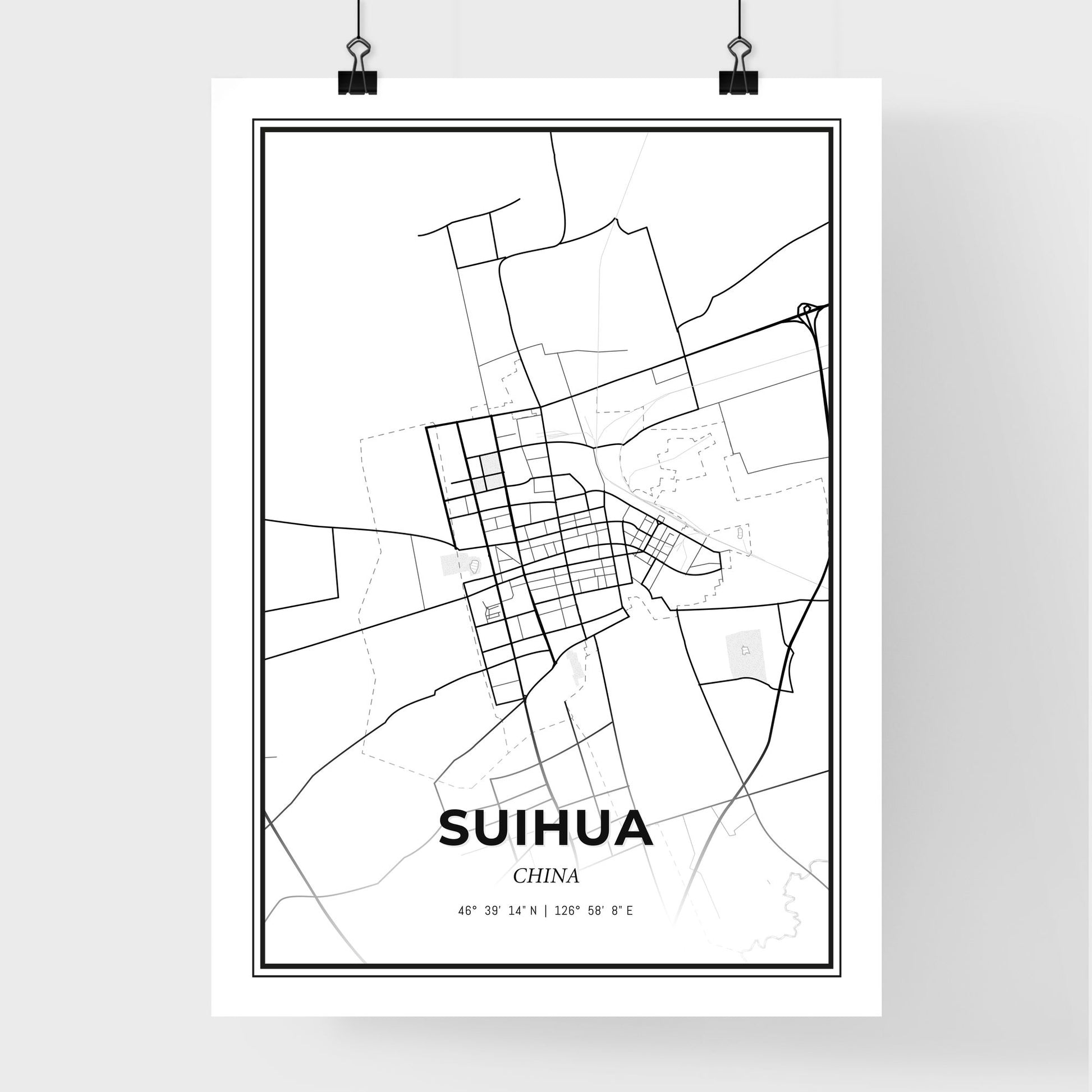 Suihua China - Premium City Map Poster